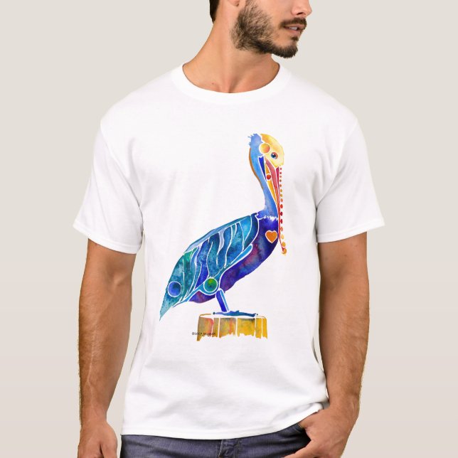 Pelikan T-skjorta, pelikanutslagsplatsskjorta, Tee Shirt (Framsida)