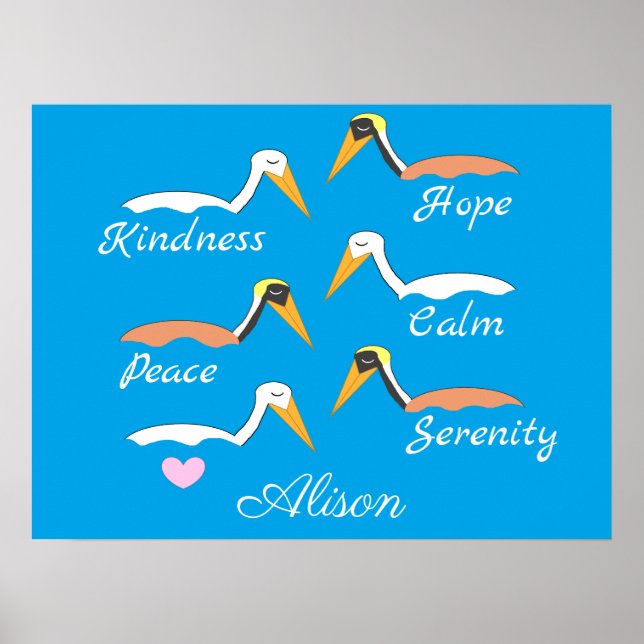Pelikaner i Meditation Poster (Framsidan)