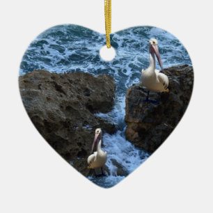 Pelikaner på Sea Sten, Julgransprydnad Keramik