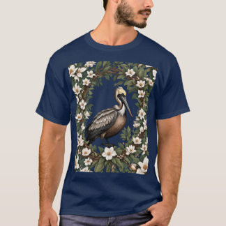 Pelikanfågel omgiven av magnoliablommor t shirt
