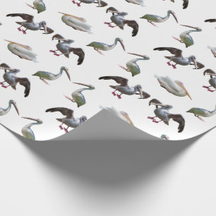 Pelikanfrenesi som slår in papper presentpapper