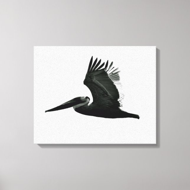Pelikansk utskrift - 'In Flight' Canvastryck (Framsida)