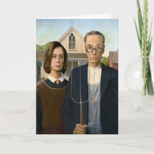 Pelosi och Schumer American Gothic Helgdag Card Helgkort