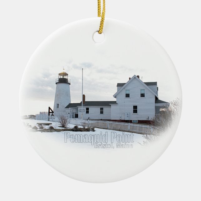 Pemaquid Lighthouse Julgransprydnad Keramik (Framsidan)