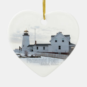 Pemaquid pekar fyren julgransprydnad keramik