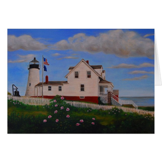 Pemaquid pekar fyren, Maine Hälsningskort (Framsidan Horizontal)