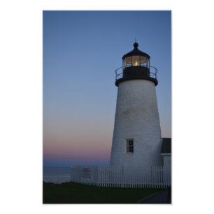 Pemaquid pekar fyren på solnedgången fototryck