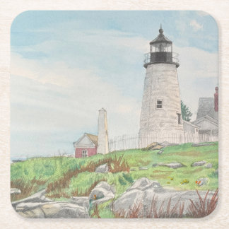 Pemaquid Point Akvarell Underlägg Papper Kvadrat