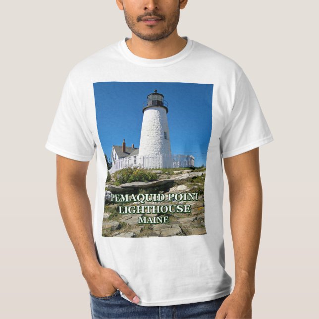 Pemaquid Point fyr, Maine Tee Shirt (Framsida)