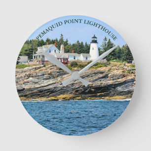 Pemaquid Point fyr Maine Wall Clock Rund Klocka