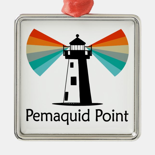 Pemaquid Point Fyren Regnbåge Julgransprydnad Metall (Framsidan)