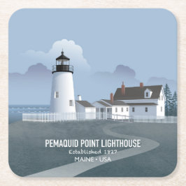 Pemaquid Point Fyren Underlägg Papper Kvadrat
