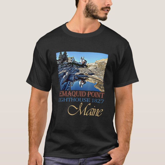 Pemaquid Point Lighthouse Maine 1827 Design T Shirt (Framsida)