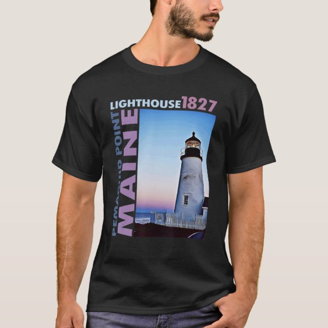 Pemaquid Point Lighthouse Maine 1827 Design T Shirt (Framsida)