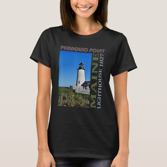 Pemaquid Point Lighthouse Maine Design T Shirt (Framsida)