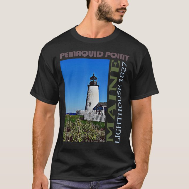 Pemaquid Point Lighthouse Maine Design T Shirt (Framsida)