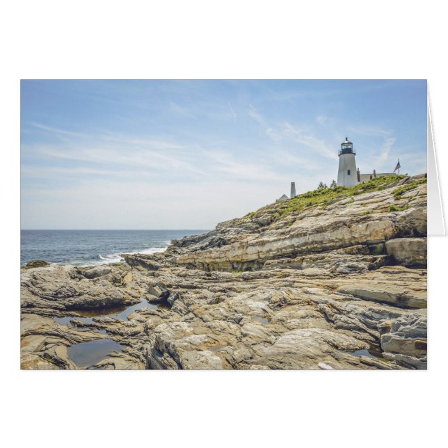 Pemaquid Point Lighthouse Maine Greeting Card Hälsningskort (Framsidan Horizontal)
