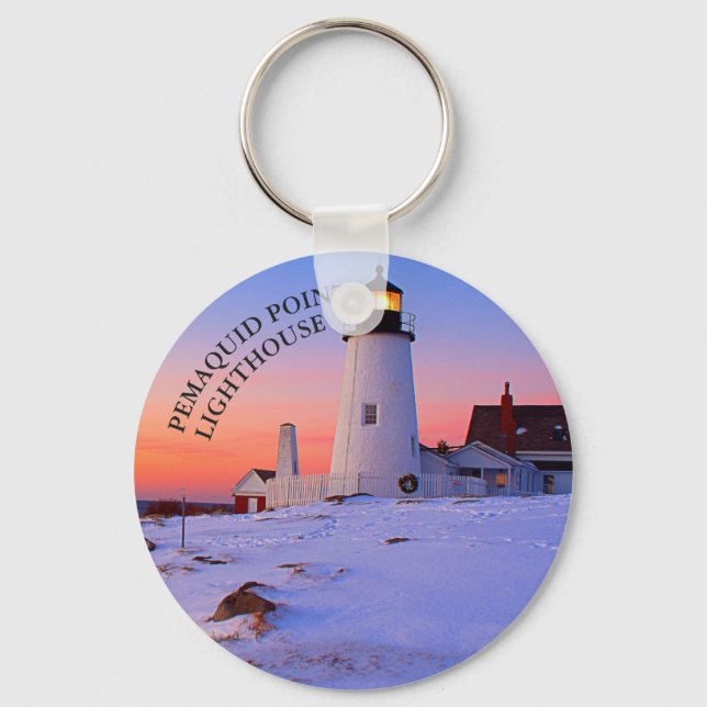 Pemaquid Point Lighthouse Maine Keychain Nyckelring (Framsida)