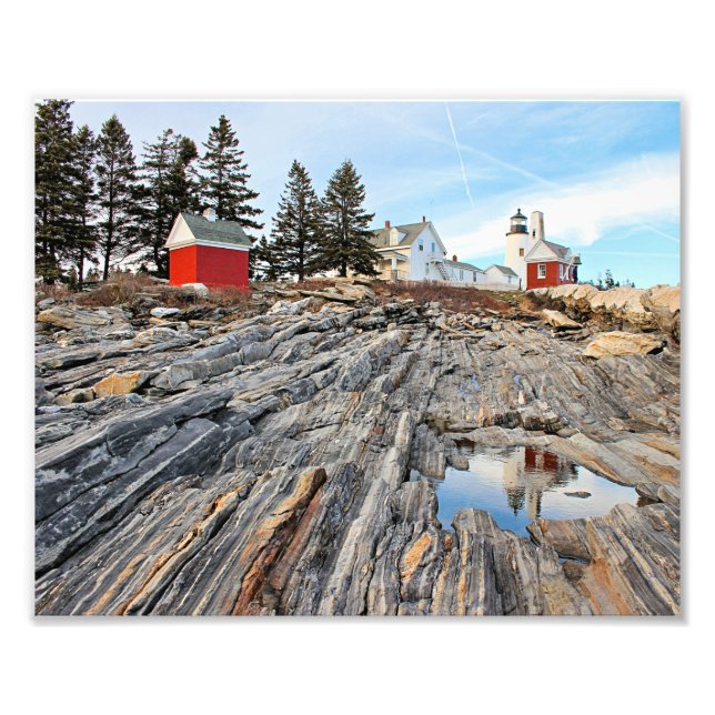 Pemaquid Point Lighthouse Maine Photo Skriv ut Fototryck (Framsidan)