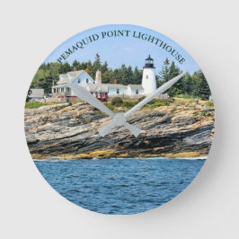 Pemaquid Point Lighthouse Maine Wall Clock Rund Klocka