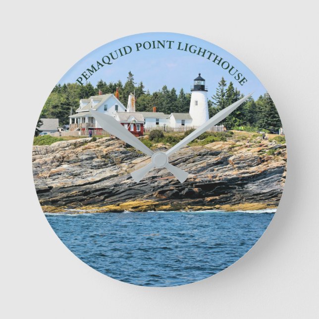 Pemaquid Point Lighthouse Maine Wall Clock Rund Klocka (Framsida)