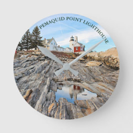 Pemaquid Point Lighthouse Maine Wall Clock Rund Klocka