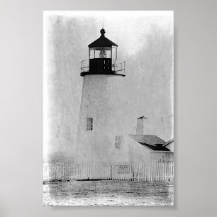 Pemaquid Point Maine Lighthouse B&W Poster Skriv u
