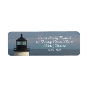 Pemaquid Point Scenia Kusten Maine Lighthouse Returadress Etikett
