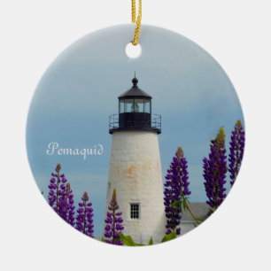 Pemaquid Point Surfa Kustmaine fyr Julgransprydnad Keramik
