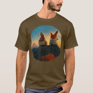 Pembroke Cardigan Welsh Corgi Hundar Sunset Watchi T Shirt