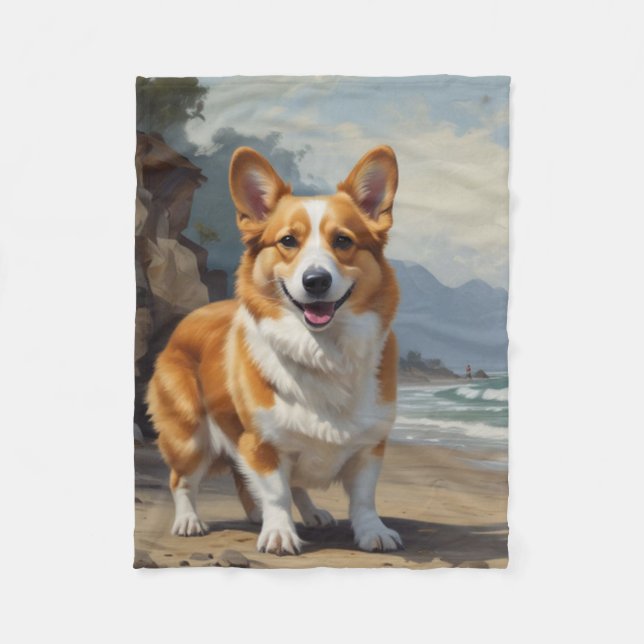 Pembroke Corgi Fleecefilt (Framsidan)