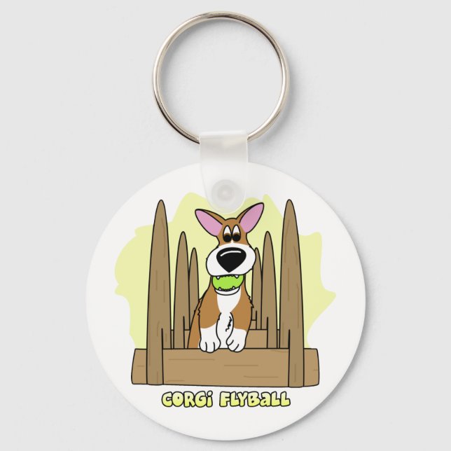 Pembroke Corgi Flyball Keychain Nyckelring (Framsida)