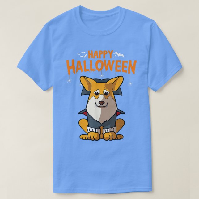 Pembroke Corgi Hund Halloween Costume Vampire Drac T Shirt (Design framsida)