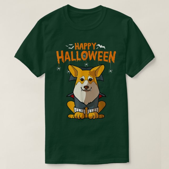 Pembroke Corgi Hund Halloween Costume Vampire Drac T Shirt (Design framsida)