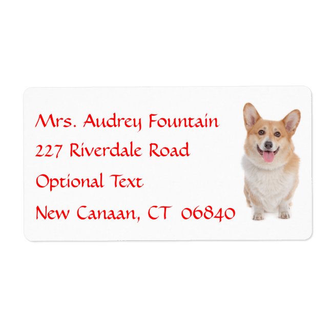 Pembroke Corgi Namn Returadress-mejseletikett Fraktsedel (Framsidan)