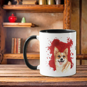 Pembroke Corgi Red Abstrakt Background Mugg