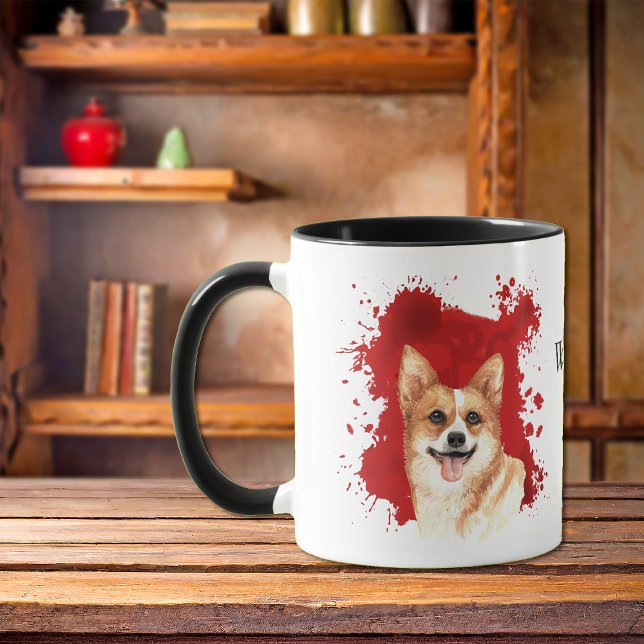 Pembroke Corgi Red Abstrakt Background Mugg (Skapare uppladdad)