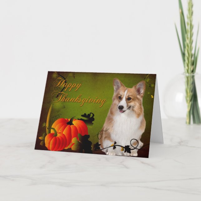 Pembroke Corgi Thanksgiving Card Helgkort (Framsida)