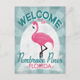 Pembroke Gräs Florida Rosa Flamingo Retro Vykort