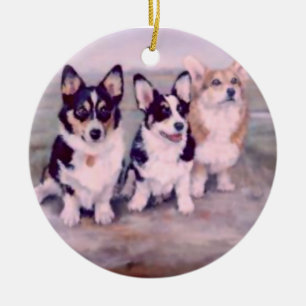 PEMBROKE WALESISK CORGI-ORNAMENT JULGRANSPRYDNAD KERAMIK