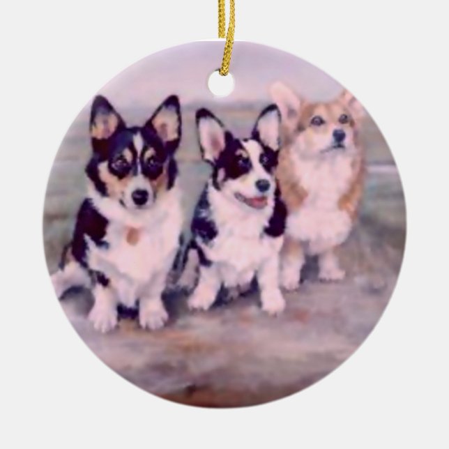 PEMBROKE WALESISK CORGI-ORNAMENT JULGRANSPRYDNAD KERAMIK (Framsidan)