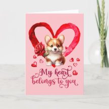 Pembroke Welsh Corgi Akvarell Alla hjärtans dag-ko