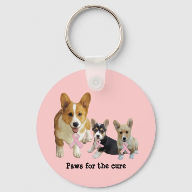 Pembroke Welsh Corgi Breast Cancer Keychain Nyckelring (Framsida)