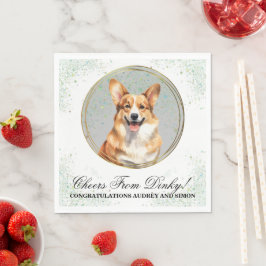 Pembroke Welsh Corgi Bröllop Servett Med Foto