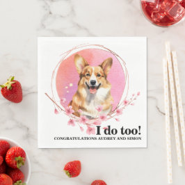 Pembroke Welsh Corgi Bröllopsservett Med Hundfoto Pappersservett