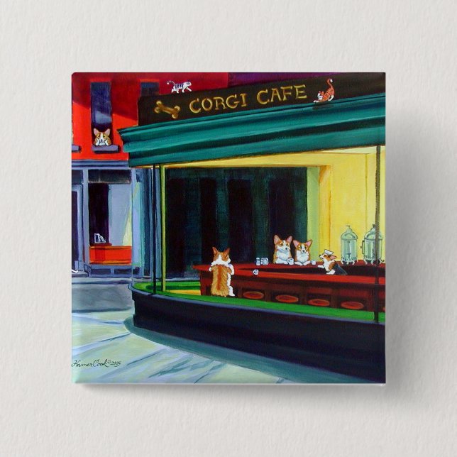 Pembroke Welsh Corgi Button Knapp (Framsida)