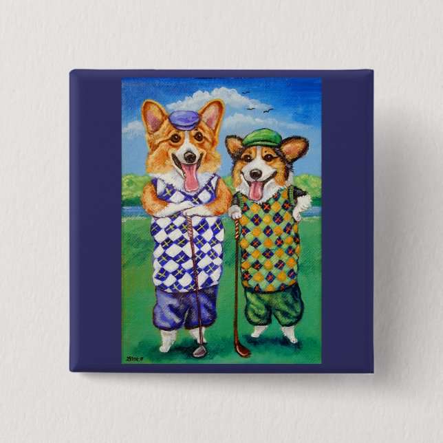 Pembroke Welsh Corgi Button Stift Knapp (Framsida)