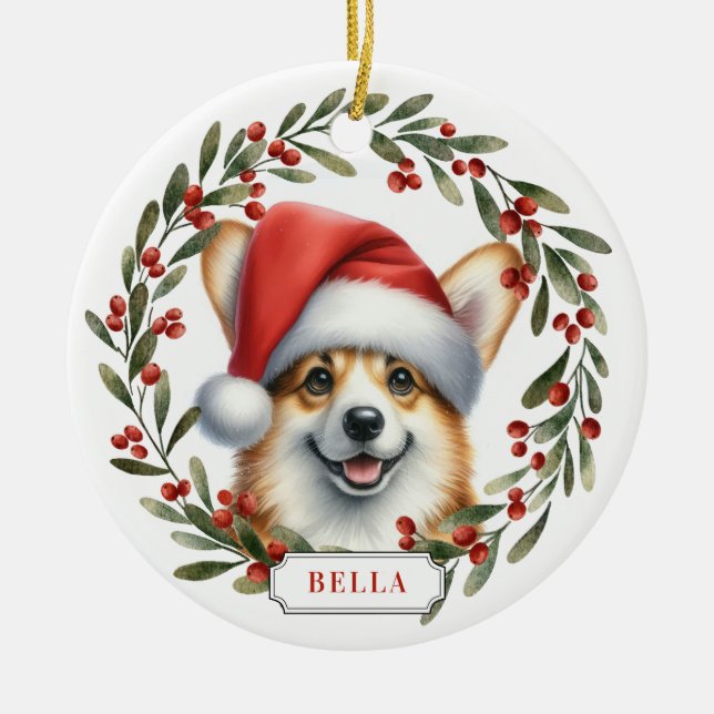 Pembroke Welsh Corgi Ceramic Circle Ornament (Framsidan)