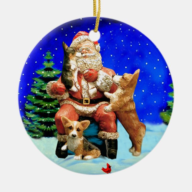 Pembroke Welsh Corgi Circle Ornament (Framsidan)