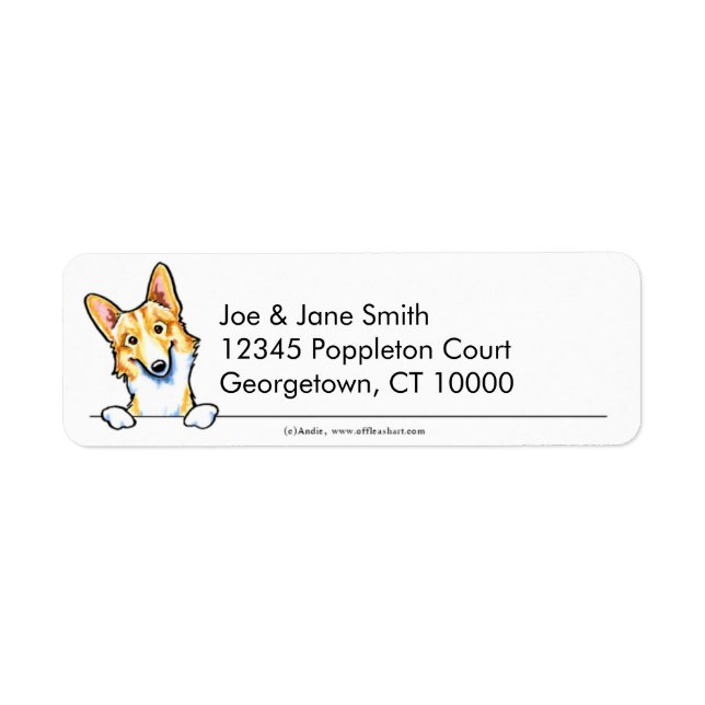 Pembroke Welsh Corgi Clean & Simple Returadress Etikett (Framsidan)